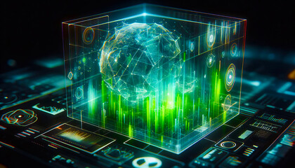 Holographic HUD Display Abstract Big Data UI Interface, Cyberpunk Design