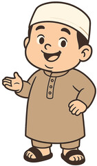 Kartun Anak Muslim Menyapa | Ilustrasi Anak Islami Ramah