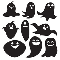 A set of cute little black ghosts