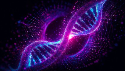 Futuristic DNA Helix Big Data Visualization, Abstract Genetics Science