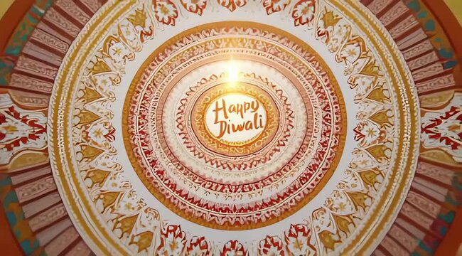 traditional Thai-style painting text on Happy Diwali, HD and 4k video