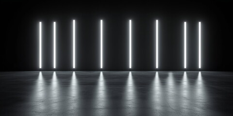 Modern stage lighting bars. Balck and white simple stage background lighting. 