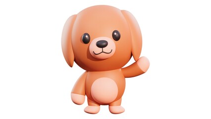 3D Dog Animal Character on White Background Cute Pet Illustration Digital Artwork - 1