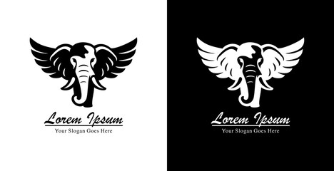 Fototapeta premium Winged elephant logo design with front view