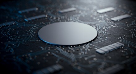 Close-up of a central processing unit CPU placed on a printed circuit board with intricate electronic circuitry and microchips for computing technology and hardware integration