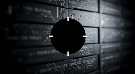 close up of black sphere mounted on dark circuit board with electronic components and circuit lines in the background digital technology concept