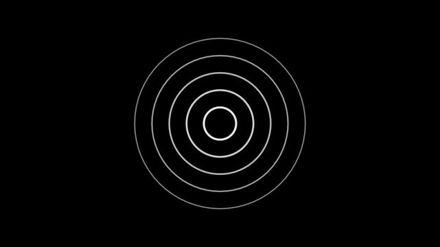 Radio wave station signal animation Isolated on Black background. Sonar Circle Loopable with green screen. Abstract neon circle radio waves looping background