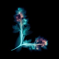 Letter L XRay Botanical Letters Overlays Collection Featuring Transparent Floral Illustrations with Modern Digital XRay Effects for Creative Design and Editorial Use