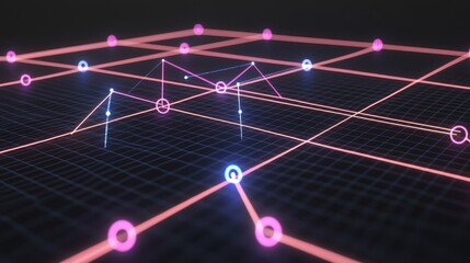 Abstract Network of Lines and Nodes Representing Data Flow