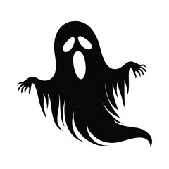 Obraz premium Black Ghost Silhouette with Open Mouth halloween spooky