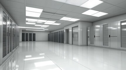 Data center room showing servers and network infrastructure