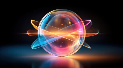 Obraz premium Abstract Sphere with Energy and Light in a Colorful Display