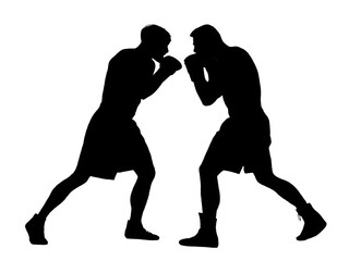 two men boxing silhouette vector