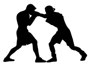 two men boxing silhouette vector