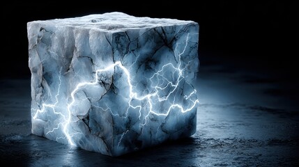 An Ice Cube with Energy Emitting Lightning