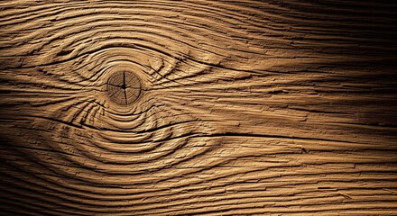 Weathered timber background showcasing a captivating eye-shaped wood knot and rugged natural patterns