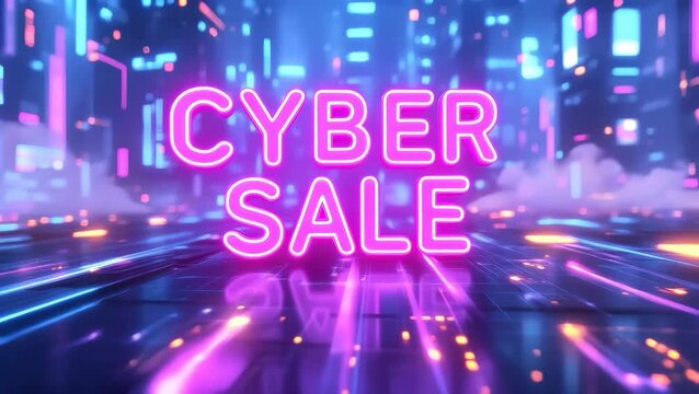 bundle pack of The cyber sale is highlighted against a futuristic, neon-lit cityscape, symbolizing a thrilling online shopping experience. 