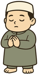 Muslim Boy Cartoon Praying | Cute Islamic Child Illustration