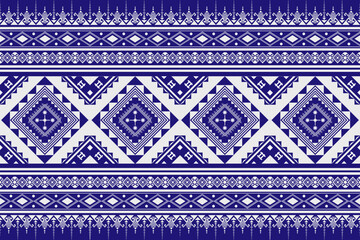 Retro Abstract geometric Ethnic pattern seamless. Blue and white