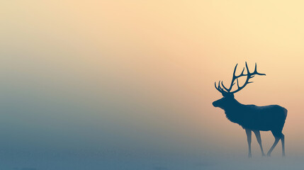 A reindeer silhouette placed on the right, isolated on a soft gradient background with empty space