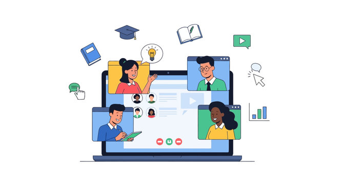 Dynamic virtual learning and remote collaboration platform fostering online education, interactive meetings, and digital knowledge sharing for students and professionals across various fields