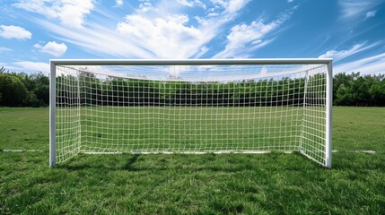 Fototapeta premium Football field with visible goalposts at both ends