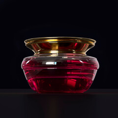 3D BOTTLE WITH GOLDEN LID AND GLASS OUTSIDE - COSMETICS, PERFUME, BEAUTY INGREDIENT