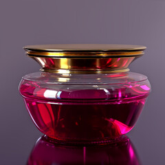 3D BOTTLE WITH GOLDEN LID AND GLASS OUTSIDE - COSMETICS, PERFUME, BEAUTY INGREDIENT