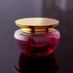 3D BOTTLE WITH GOLDEN LID AND GLASS OUTSIDE - COSMETICS, PERFUME, BEAUTY INGREDIENT