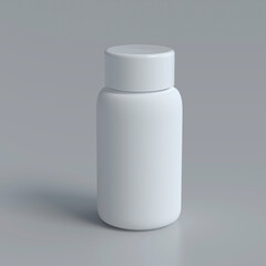3D WHITE BOTTLE ON ISOLATED GREY BACKGROUND