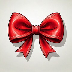 Red satin silk ribbon bow for a Christmas holiday celebration gift decoration