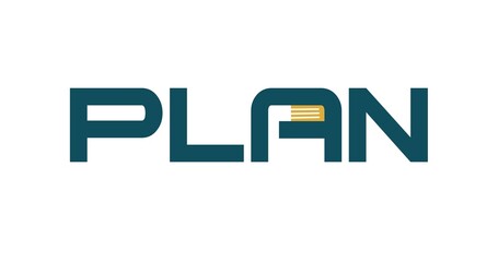 Minimal PLAN logo featuring an abstract A shaped from three clean lines, symbolizing structure and clarity. Ideal for productivity apps, planners, coaching brands, or business organization tools.