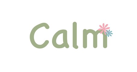 Wholesome CALM logo designed with soft blue and pink floral embellishments, creating a tranquil aesthetic. Great for relaxation apps, aromatherapy brands, or mindful living platforms.