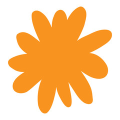 Simple hand drawn flower shape in orange color. Vector illustration.