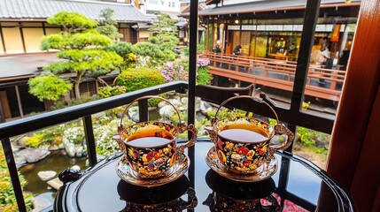 Japanese Tea Ceremony Balcony Garden View