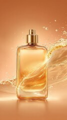 Luxury Amber Perfume Bottle With Water Splash