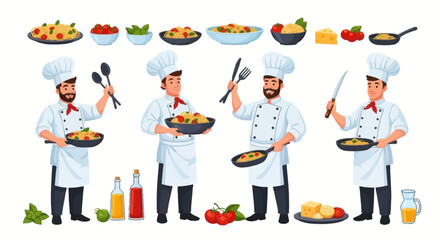 Professional Male Chefs Cooking and Presenting Delicious Culinary Dishes.