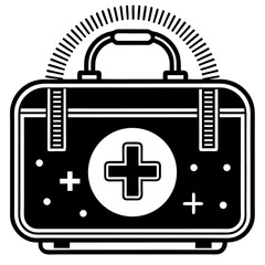 Simple and clean first aid kit icon with a prominent red cross symbol representing medical assistance and emergency health care services