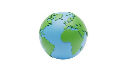 Isolated earth globe with continents and oceans, modern school geography model render