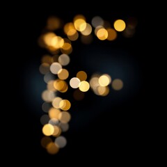 Fototapeta premium Letter F Golden Warm Bokeh Letters Overlays Collection for Commercial Photography with Creative Text Effects and Blurred Backgrounds in Soft Focus