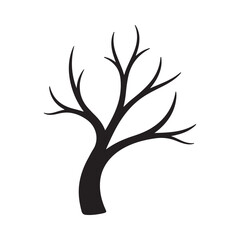 Minimalist Black Tree Silhouette Vector Illustration on White Background