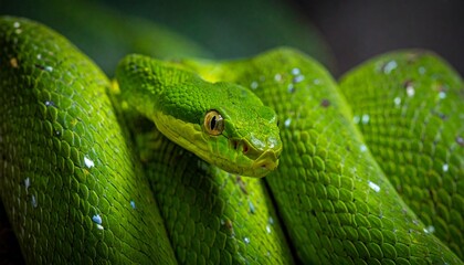 Obraz premium Close-up of green east african green mamba.