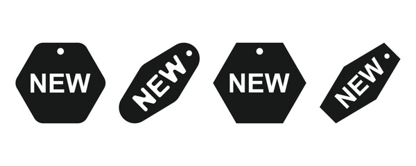 Set of new arrival tag icon set.