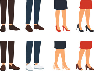 A set of male and female legs in different colors vector