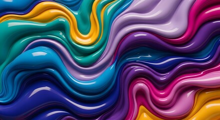 A Macro View of Viscous Paint in Motion, Showcasing Volumetric Swirls, Vibrant Gradients, and Intense Hues of Blues, Purples, and Golden Accents in a Dynamic Abstract Composition.