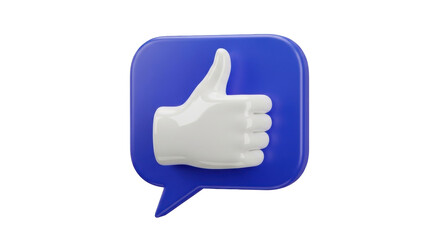 Isolated thumb up 3D icon representing approval, like, or agreement concept rendered in studio