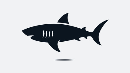 Obraz premium Stylized dark shark silhouette vector illustration, marine ocean predator icon on a clean light background