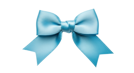 Isolated light-blue ribbon bow, an ornament for present or package, celebration, gift concept