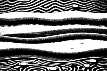 Abstract Black and White Wavy Line Pattern Art