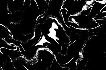 Abstract Black and White Fluid Marble Grunge Pattern
